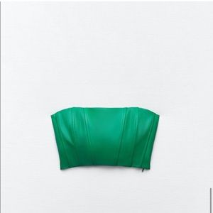 Zara Green Strapless Crop Top